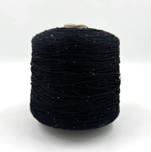 Пряжа Cotton Paillettes, D&C Yarns, хлопок, цвет черный